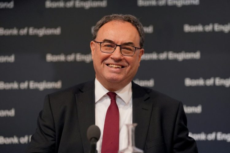Bank of England Governor Andrew Bailey expressed optimism about the improving inflation outlook, raising hopes for an interest rate cut . ©AFP